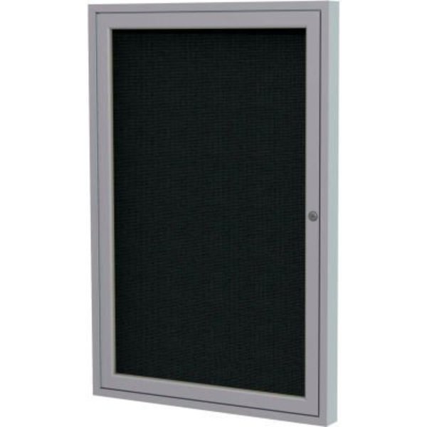 Ghent Ghent Bulletin Board - 1 Door - Black Fabric w/Silver Frame - 24" x 18" PA12418F-95
